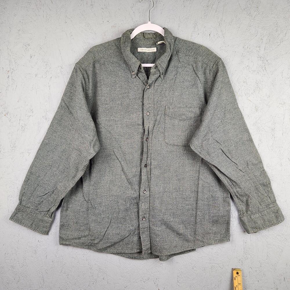 Vintage Knightsbridge Shirt Mens Gray Button Down Long Sleeve Textured Pocket